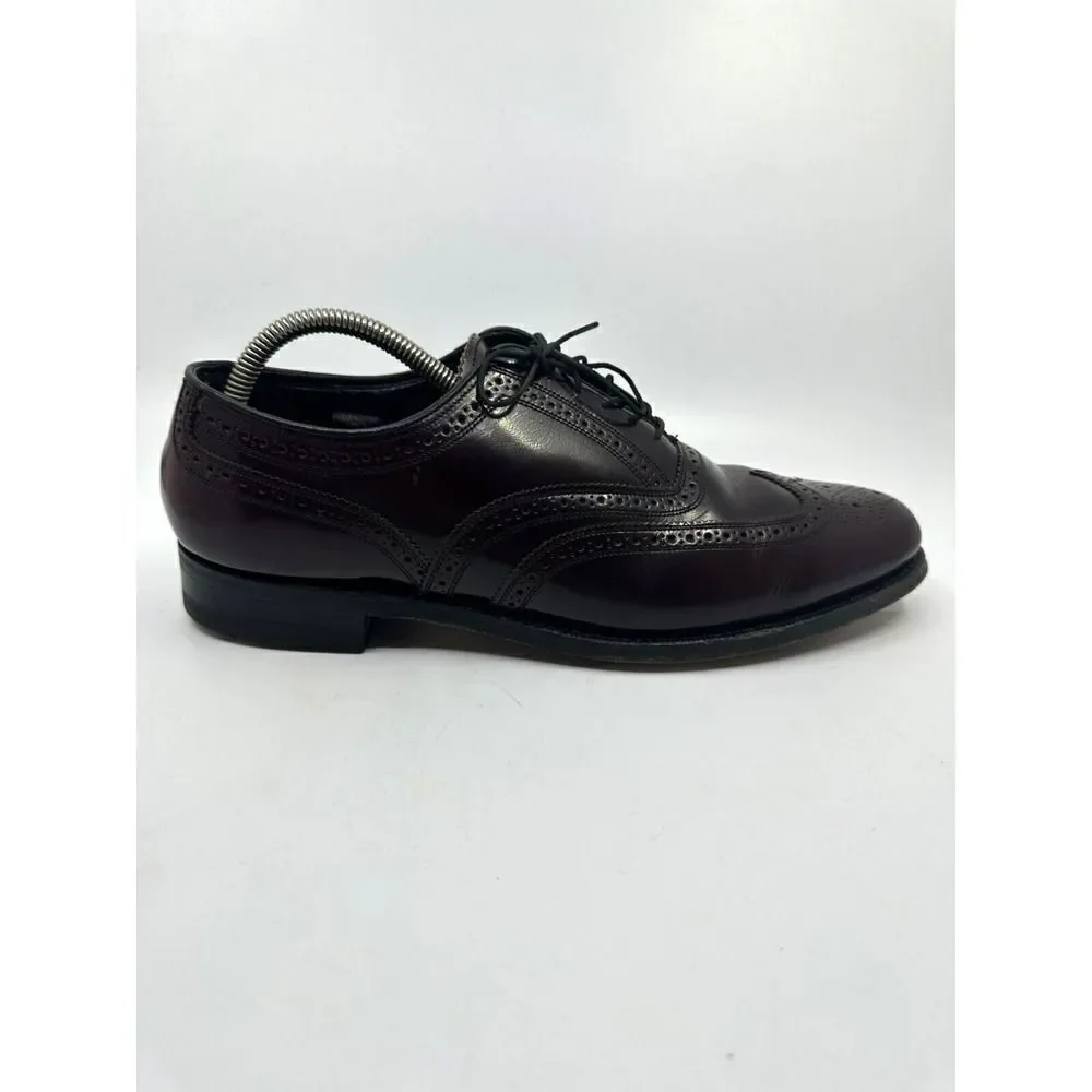 Florsheim Wingtip Oxford Mens 10 D Burgundy‎ Good Leather Brogue Made in USA